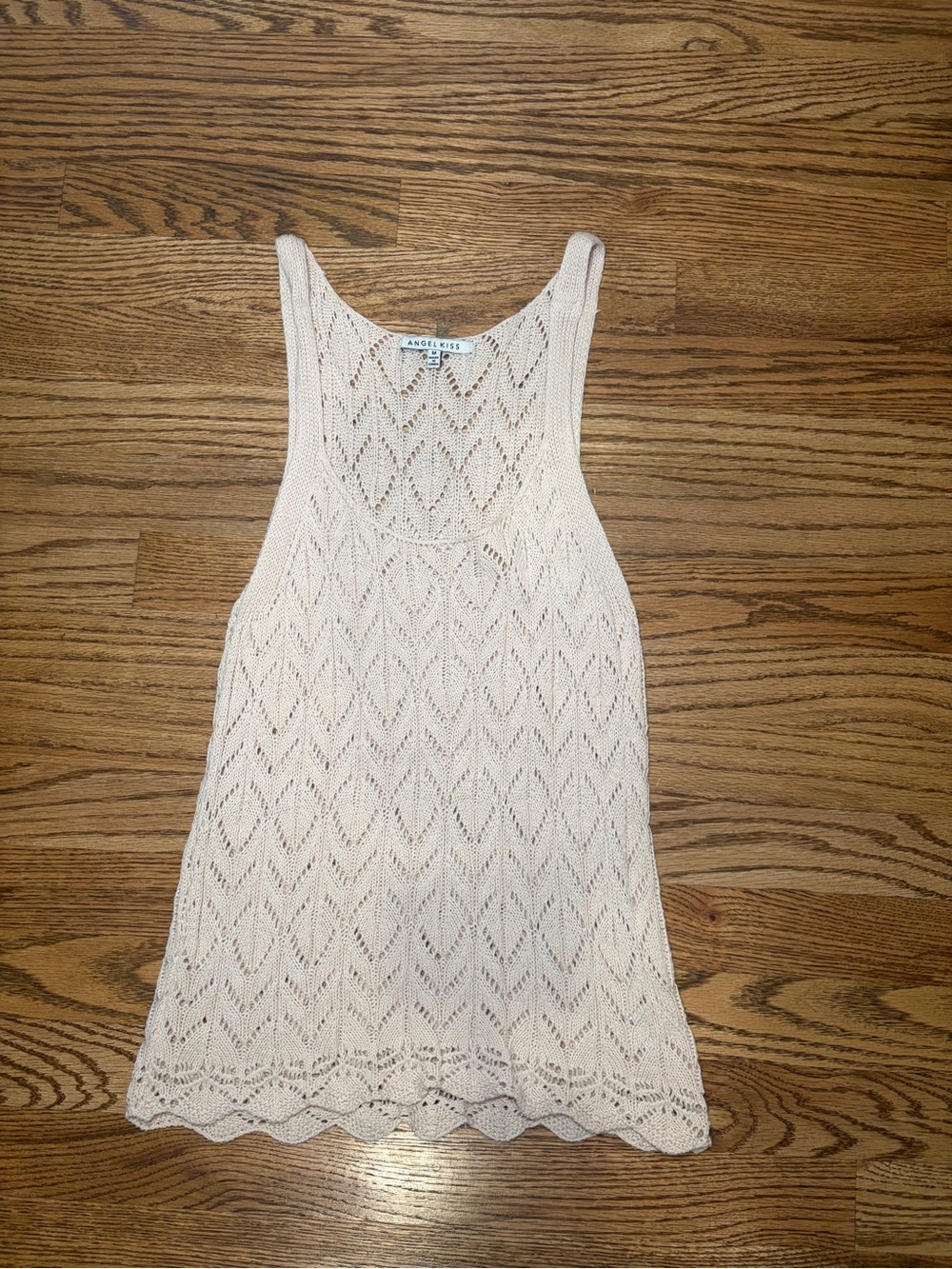 Angel Kiss Cream Open-Knit Racerback Tank